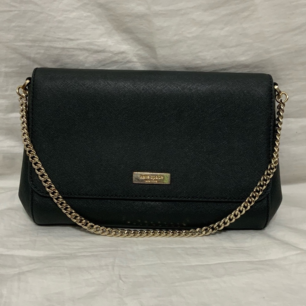 Kate Spade Greer Laurel Way Black and Gold Crossbody Shoulder Purse